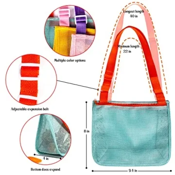 DAIKOYE Beach Toy Mesh Kids Shell Collecting Bags 3 Pack