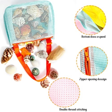 DAIKOYE Beach Toy Mesh Kids Shell Collecting Bags 3 Pack