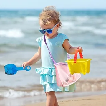 DAIKOYE Beach Toy Mesh Kids Shell Collecting Bags 3 Pack