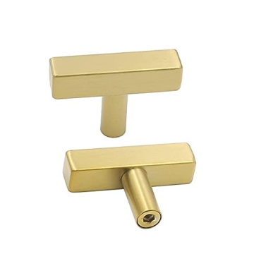 Goldenwarm 10 Pack Brushed Brass Cabinet Knobs - Stylish and Durable Gold Kitchen Hardware
