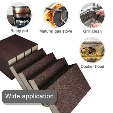 Krisler 8pc Carborundum Sponge Nano Emery Sponges Caspian Stone Pot Clean Brush Rust Eraser Grit Scouring Pads Pot Cleaning Pads with Carborundum Washing Kitchen Cleaner Tool(thickness-1inch)