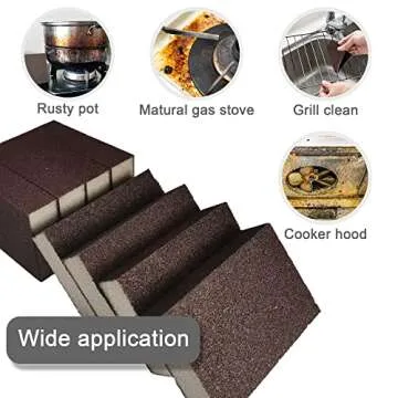 Krisler 8pc Carborundum Sponge Nano Emery Sponges Caspian Stone Pot Clean Brush Rust Eraser Grit Scouring Pads Pot Cleaning Pads with Carborundum Washing Kitchen Cleaner Tool(thickness-1inch)