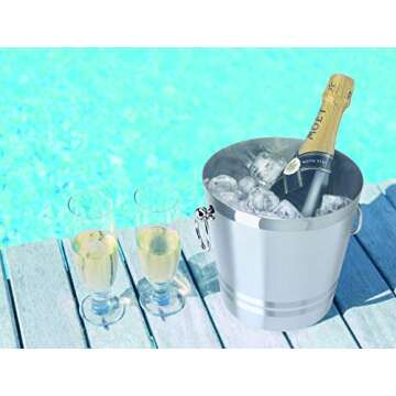 OGGI Stainless Steel Champagne Bucket - Large Ice Bucket with Elegant & Classic Handles - Great for Home Bar, Chilling Champagne and Sparkling Wine - 4.25 qt / 4 lt