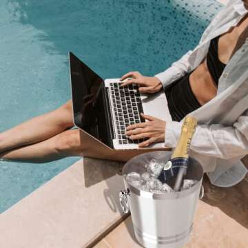 OGGI Stainless Steel Champagne Bucket - Large Ice Bucket with Elegant & Classic Handles - Great for Home Bar, Chilling Champagne and Sparkling Wine - 4.25 qt / 4 lt