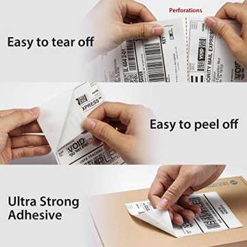 OFFNOVA Thermal Direct Labels, Pack of 500 Roll 4"x6" Shipping Labels with Perforation, Compatible with Rollo and Zebra, Permanent Adhesive, Commercial Grade