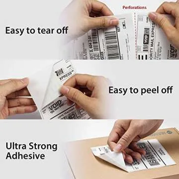 OFFNOVA Thermal Direct Labels, Pack of 500 Roll 4"x6" Shipping Labels with Perforation, Compatible with Rollo and Zebra, Permanent Adhesive, Commercial Grade