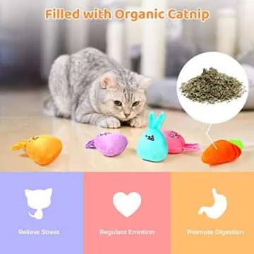 YHomU Plush Catnip Toys for Engaging Feline Playtime
