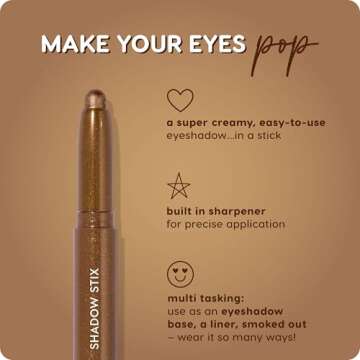 ColourPop Shadow Stix - Cream Eyeshadow Stick with Long-Lasting Color - Multi-Use Cream Makeup with a Built-In Sharpener & Precise Tip for Easy Application - Quokka (0.05 oz)