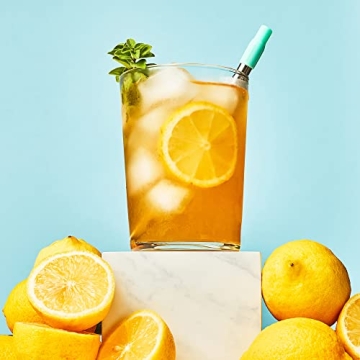 ZOKU Reusable Metal Straw with Case for Travel, Collapsible Stainless Steel Drinking Straw with Silicone Tip and Straw Cleaner Brush, Ideal for Key Chains, Pockets, Purses (Teal Pocket Straw)