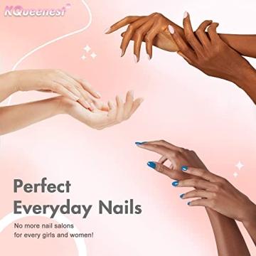 KQueenest Hot Pink Medium Long Glue on Nails for Women