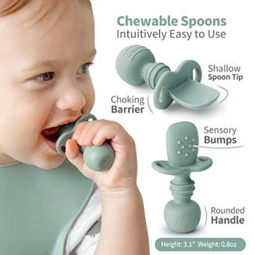 SAMiGO Silicone Baby Feeding Set, Baby Led Weaning Supplies, Suction Bowl Plate Bib Cup Self Feeding Spoons, Solid Food Eating Essentials, First Stage Utensils, 6+ Months