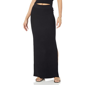 The Drop Women's Tyler Rib Sweater Skirt - Black, Size S | Snug Fit & Sustainable