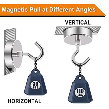 DIYMAG Magnetic Hooks,110 lb Heavy Duty Strong Magnet with Hook for Hanging, Strong Rare Earth Neodymium Magnet Hooks 6 Packs