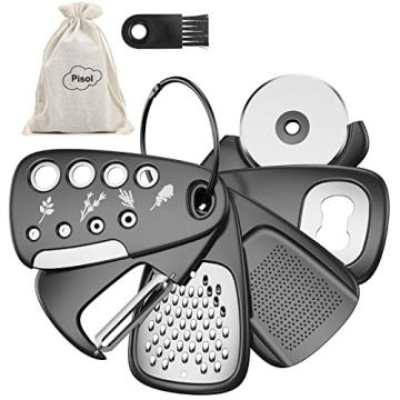 Pisol Kitchen Unique Gadgets Set 6 Pieces, Space Saving, Cheese Grater, Bottle Opener, Fruit Vegetab...