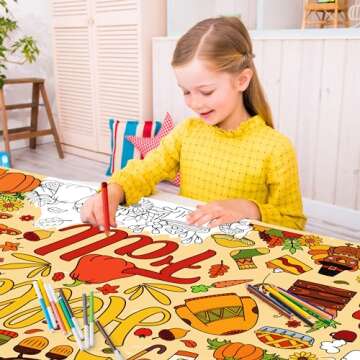 OHOME Fall Giant Coloring Poster - Fun Tablecloth for Kids