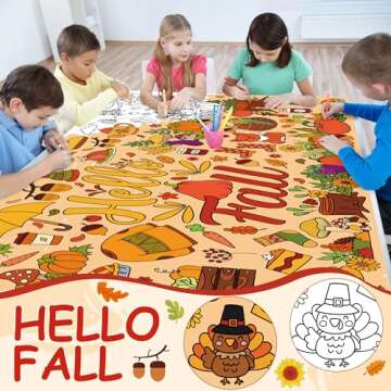 OHOME Fall Giant Coloring Poster - Fun Tablecloth for Kids