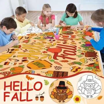 OHOME Fall Giant Coloring Poster - Fun Tablecloth for Kids