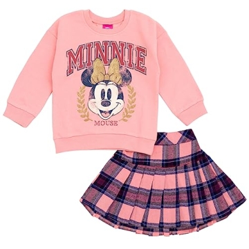 Disney Minnie Mouse Pink Plaid Sweatshirt & Skirt Set for Girls 7-8