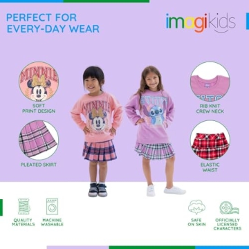 Disney Minnie Mouse Girls Fleece Sweatshirt Skirt Set Pink