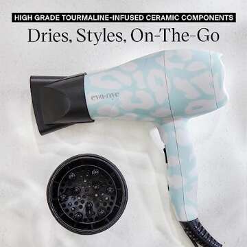 Compact Eva NYC Healthy Heat Dryer with Travel Pouch