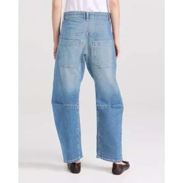 Kedera Women's Barrel Jeans Pants Straight Wide Leg Y2K Denim Pants Baggy Boyfriend Jeans with Pockets Light Blue