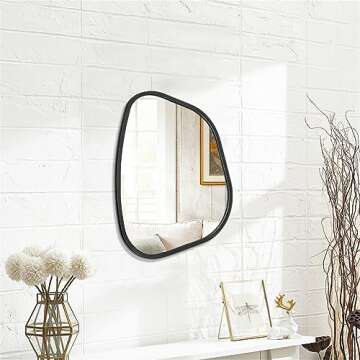 HLFMVWE Asymmetrical Accent Mirror for Wall with Wooden Frame