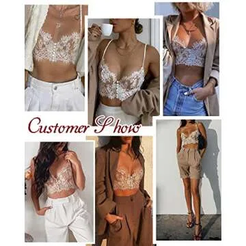 LINGERLOVE Floral Lace Bralette - Elegant Women's Eyelash Cami Top