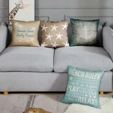 Emvency Beach-Themed Throw Pillow Covers Set of 4