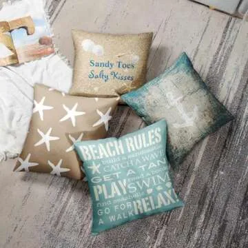 Emvency Beach-Themed Throw Pillow Covers Set of 4