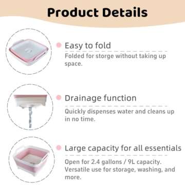 GIMWA Collapsible Wash Basin - Portable 2.4 Gallon Dish Tub