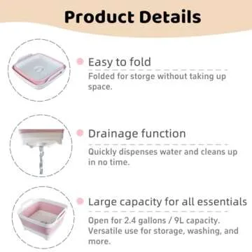 GIMWA Collapsible Wash Basin - Portable 2.4 Gallon Dish Tub