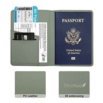 Deziliao Passport Holder,Passport Holder Card Slots, Passport and Vaccine Card Holder Combo, Cute Pa...