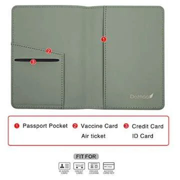 Deziliao Passport Holder,Passport Holder Card Slots, Passport and Vaccine Card Holder Combo, Cute Passport cover for Women and Men, with Waterproof Rfid Blocking, Passport Travel Wallet(Moss green)