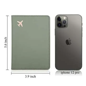 Deziliao Passport Holder,Passport Holder Card Slots, Passport and Vaccine Card Holder Combo, Cute Passport cover for Women and Men, with Waterproof Rfid Blocking, Passport Travel Wallet(Moss green)