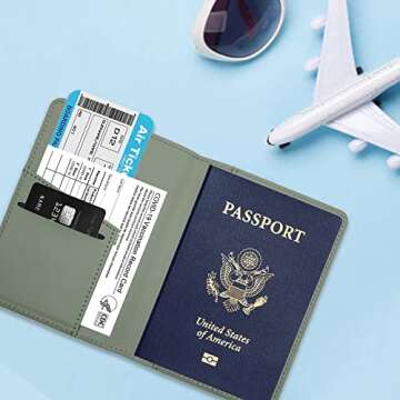 Deziliao Passport Holder,Passport Holder Card Slots, Passport and Vaccine Card Holder Combo, Cute Passport cover for Women and Men, with Waterproof Rfid Blocking, Passport Travel Wallet(Moss green)