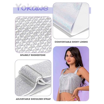 Yokawe Sparkly Crystal Tank Top for Parties and Raves