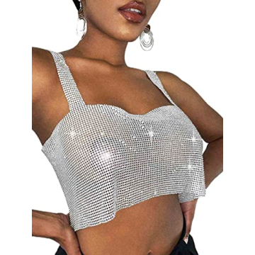 Yokawe Sparkly Crystal Tank Top for Parties and Raves