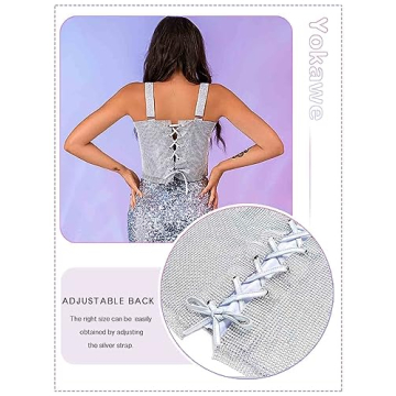 Yokawe Sparkly Crystal Tank Top for Parties and Raves