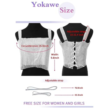Yokawe Sparkly Crystal Tank Top for Parties and Raves