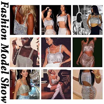 Yokawe Sparkly Crystal Tank Top for Parties and Raves