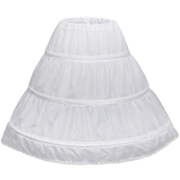 Abaowedding Girls' 3 Hoops Petticoat Full Slip Flower Girl Crinoline Skirt (10-11 yrs) White