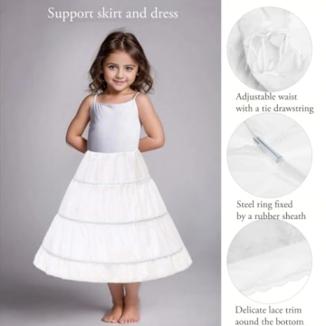 Abaowedding Girls' 3 Hoops Petticoat Full Slip for Flower Girls