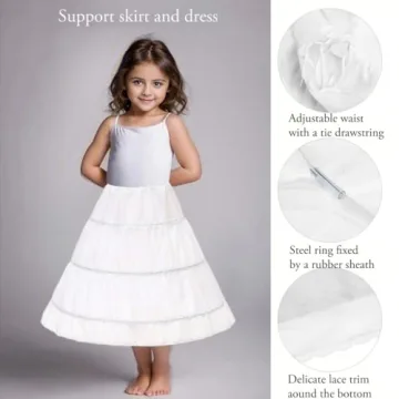 Abaowedding Girls' 3 Hoops Petticoat Full Slip for Flower Girls