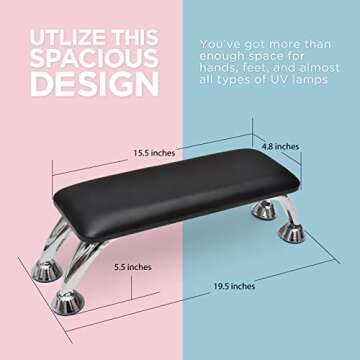 Nail Arm Rest for Acrylic Nails - Hand Rest for Professional Nail Technician - Nails Armrest Table with Pillow Cushion and Hand Holder for Manicure Pedicure - Hand Stand for Nails Tech Desk (Black)