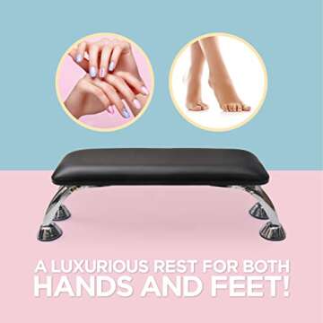 Nail Arm Rest for Acrylic Nails - Hand Rest for Professional Nail Technician - Nails Armrest Table with Pillow Cushion and Hand Holder for Manicure Pedicure - Hand Stand for Nails Tech Desk (Black)