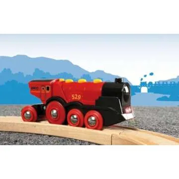 BRIO Mighty Red Action Locomotive - Battery-Operated Train for Kids