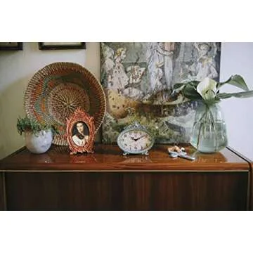 Creative Co-Op Green Antiqued Pewter Mantel Clock