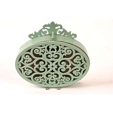 Creative Co-Op Green Antiqued Pewter Mantel Clock