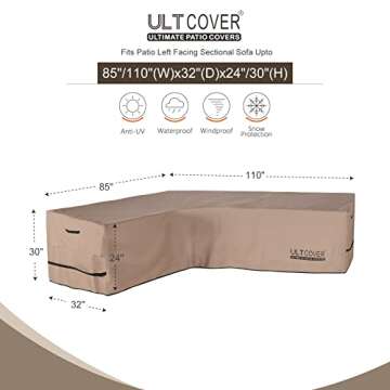 ULTCOVER Patio L-Shaped Left Facing Sofa Cover Waterproof for 6-Seater Outdoor Sectional Furniture C...