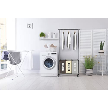 3-Bag Laundry Sorter with Extensible Hanging Rod
